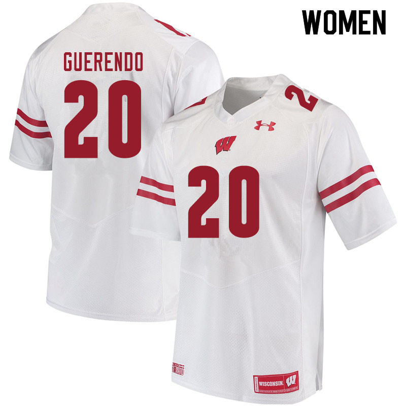 Wisconsin Badgers Women's #20 Isaac Guerendo NCAA Under Armour Authentic White College Stitched Football Jersey TU40Z46JK